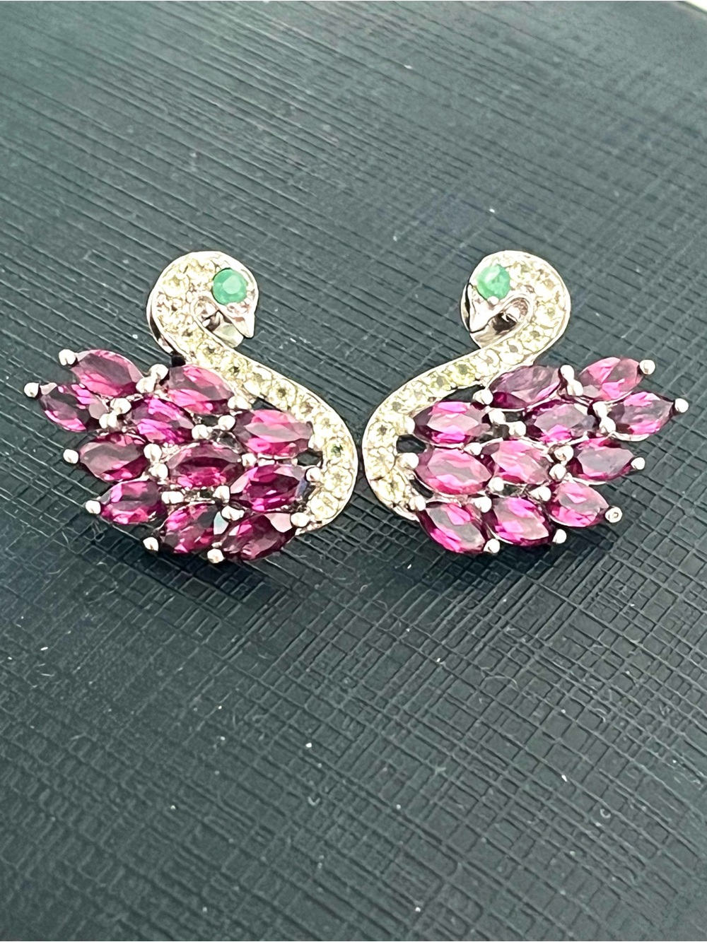 Emerald Peridot Amethyst 14KGP Earrings